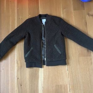 Fuzzy green bomber jacket